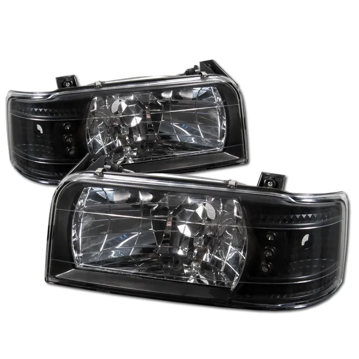 Spyder Auto Black 1-Piece LED Crystal Headlights Ford F-150 1992-1996 - HD-YD-FB92-1PC-BK