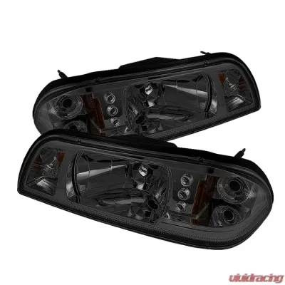 Spyder Auto Black 1-Piece LED Crystal Headlights for Ford Mustang GT 1987-1993 - HD-YD-FM87-1PC-LED-SM