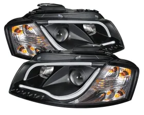 Spyder Auto Black DRL Light Tube Projector Headlights for Audi A3 1996-2008 Halogen