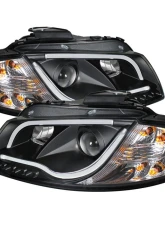 Spyder Auto Black DRL Light Tube Projector Headlights for Audi A3 1996-2008 Halogen                                     - PRO-YD-AA306-LTDRL-BK - Image 3