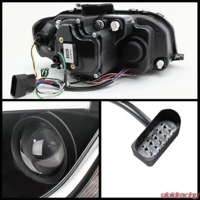 Spyder Auto Black DRL Light Tube Projector Headlights for Audi A3 1996-2008 Halogen - PRO-YD-AA306-LTDRL-BK