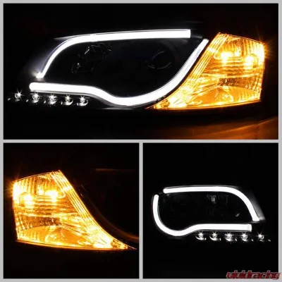 Spyder Auto Black DRL Light Tube Projector Headlights for Audi A3 1996-2008 Halogen - PRO-YD-AA306-LTDRL-BK