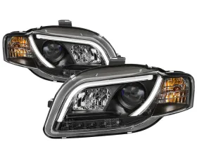 Spyder Auto Black DRL Projector Headlights for 2005-2008 Audi A4 Halogen Non-Convertible