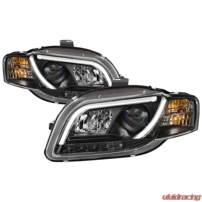 Spyder Auto Black DRL Projector Headlights for 2005-2008 Audi A4 Halogen Non-Convertible - PRO-YD-AA405-LTDRL-G2-BK
