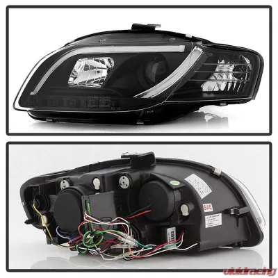 Spyder Auto Black DRL Projector Headlights for 2005-2008 Audi A4 Halogen Non-Convertible - PRO-YD-AA405-LTDRL-G2-BK