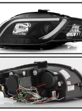 Spyder Auto Black DRL Projector Headlights for 2005-2008 Audi A4 Halogen Non-Convertible                                     - PRO-YD-AA405-LTDRL-G2-BK - Image 2