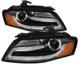 Spyder Auto Black DRL LED Projector Headlights for Audi A4 2009-2012 Halogen