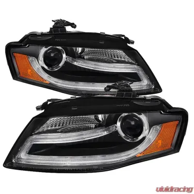 Spyder Auto Black DRL LED Projector Headlights for Audi A4 2009-2012 Halogen - PRO-YD-AA408-DRL-BK