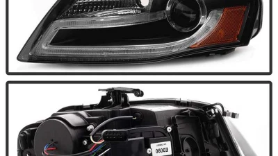 Spyder Auto Black DRL LED Projector Headlights for Audi A4 2009-2012 Halogen                                     - PRO-YD-AA408-DRL-BK - Image 2