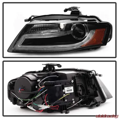 Spyder Auto Black DRL LED Projector Headlights for Audi A4 2009-2012 Halogen - PRO-YD-AA408-DRL-BK