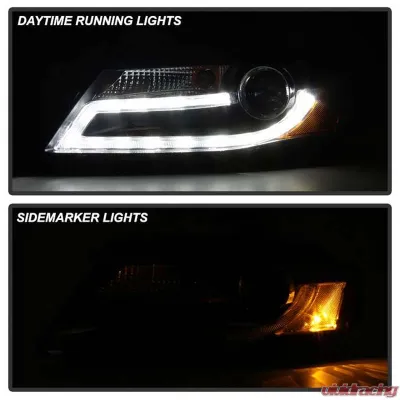 Spyder Auto Black DRL LED Projector Headlights for Audi A4 2009-2012 Halogen - PRO-YD-AA408-DRL-BK