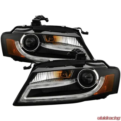 Spyder Auto Black DRL LED Projector Headlights for Audi A4 2009-2012 with Xenon HID Lights - PRO-YD-AA408-HID-DRL-BK