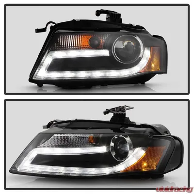 Spyder Auto Black DRL LED Projector Headlights for Audi A4 2009-2012 with Xenon HID Lights - PRO-YD-AA408-HID-DRL-BK