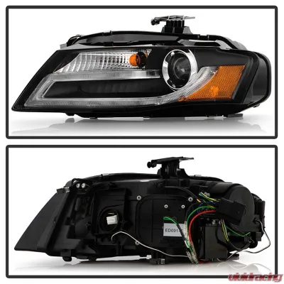 Spyder Auto Black DRL LED Projector Headlights for Audi A4 2009-2012 with Xenon HID Lights - PRO-YD-AA408-HID-DRL-BK