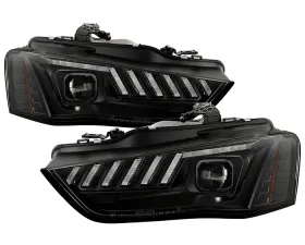 Spyder Auto Apex High Power LED Headlight Black Halogen for Audi A4 S4 2013-2016