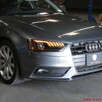 Spyder Auto Apex High Power LED Headlight Black Halogen for Audi A4 S4 2013-2016 - PRO-YD-AA413HALAP-BK