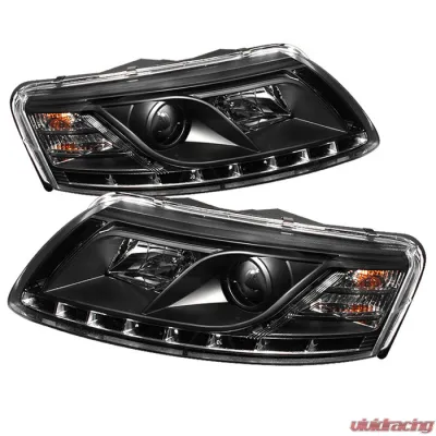 Spyder Auto Black Projector Headlights with AFS DRL LED for Audi A6 2005-2007 - PRO-YD-ADA605-DRL-BK