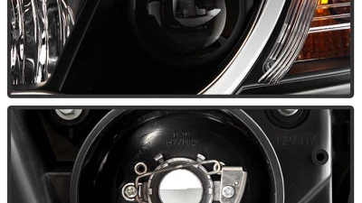 Spyder Auto Black Projector Headlights with DRL Light Tube for Audi A6 2005-2007 Halogen                                     - PRO-YD-ADA605-LTDRL-BK - Image 3