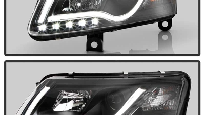 Spyder Auto Black Projector Headlights with DRL Light Tube for Audi A6 2005-2007 Halogen                                     - PRO-YD-ADA605-LTDRL-BK - Image 8