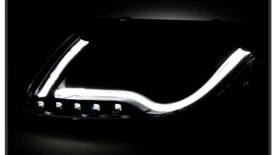 Spyder Auto Black Projector Headlights with DRL Light Tube for Audi A6 2005-2007 Halogen                                     - PRO-YD-ADA605-LTDRL-BK - Image 9