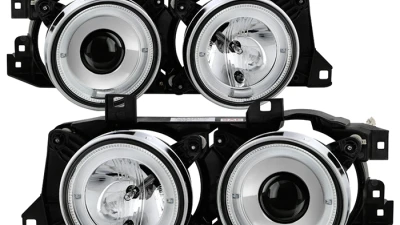 Spyder Auto Chrome LED Halo Projector Headlights for BMW E32 740iL 1992, High/Low H1                                     - PRO-YD-BMWE34-HL-C - Image 11