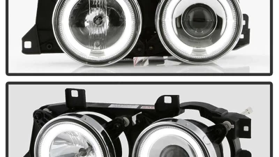 Spyder Auto Chrome LED Halo Projector Headlights for BMW E32 740iL 1992, High/Low H1                                     - PRO-YD-BMWE34-HL-C - Image 9