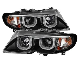 Spyder Auto 1-Piece Black 3D Halo Projector Headlights with High H1 Lights Included BMW E46 316i 4-Door 2002-2005