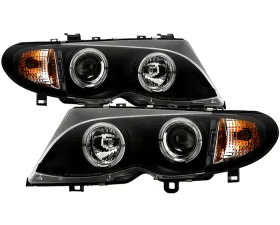 Spyder Auto 1-Piece Black LED Halo Projector Headlights with High H1 and Low H7 Lights Included BMW E46 316i 4-Door 2002-2005