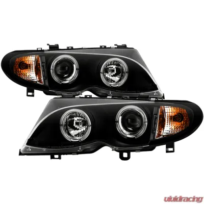 Spyder Auto Black LED Halo Projector Headlights for BMW E46 330xi 2002-2005 - PRO-YD-BMWE4602-4D-AM-BK