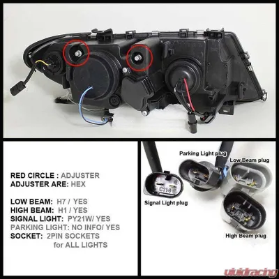 Spyder Auto Black LED Halo Projector Headlights for BMW E46 330xi 2002-2005 - PRO-YD-BMWE4602-4D-AM-BK