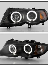 Spyder Auto Black LED Halo Projector Headlights for BMW E46 330xi 2002-2005                                     - PRO-YD-BMWE4602-4D-AM-BK - Image 11