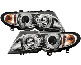 Spyder Auto 1-Piece Chrome LED Halo Projector Headlights with High H1 and Low H7 Lights Included BMW E46 330d 4-Door 2002-2005