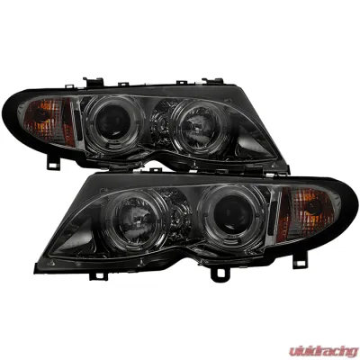 Spyder Auto 1-Piece Smoke LED Halo Projector Headlights for BMW E46 330xi 2002-2005 - PRO-YD-BMWE4602-4D-AM-SM