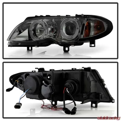 Spyder Auto 1-Piece Smoke LED Halo Projector Headlights for BMW E46 330xi 2002-2005 - PRO-YD-BMWE4602-4D-AM-SM