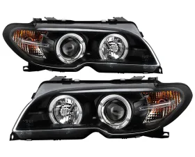 Spyder Auto Black LED Halo Projector Headlight with High H1 and Low H7 Lights Included BMW E46 330d 2-Door with Halogen Lights 2004-2005