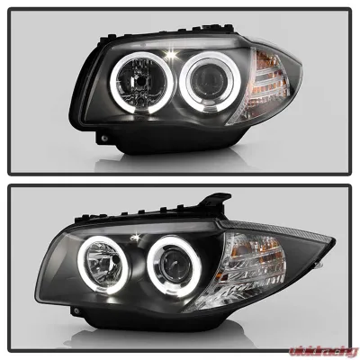 Spyder Auto Halo Black Projector Headlights for BMW E87 1-Series 2008-2010 - PRO-YD-BMWE87-HL-BK