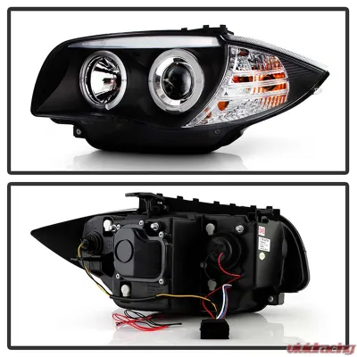 Spyder Auto Halo Black Projector Headlights for BMW E87 1-Series 2008-2010 - PRO-YD-BMWE87-HL-BK
