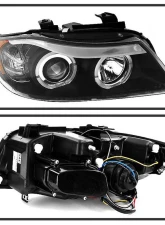 Spyder Auto Halo Amber Black Projector Headlights for BMW E90 3-Series 2006-2008                                     - PRO-YD-BMWE9005-AM-BK - Image 2