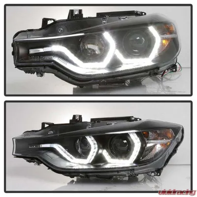 Spyder Auto Projector Headlights LED DRL Black for BMW 3-Series F30 2012-2014 - PRO-YD-BMWF3012-DRL-BK