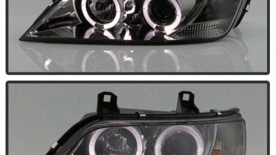 Spyder Auto Smoke LED Halo Projector Headlights for BMW Z3 M 1997-2002, High/Low H1                                     - PRO-YD-BMWZ396-HL-SM - Image 8