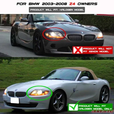 Spyder Auto Non-HID Halo Chrome Projector Headlights for BMW Z4 2003-2008 - PRO-YD-BMWZ403-HL-C