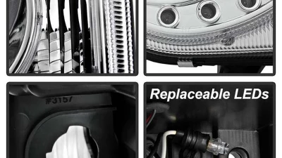 Spyder Auto Halo LED Chrome Projector Headlights for Chrysler 300C 2005-2009                                     - PRO-YD-C300C-HL-C - Image 4