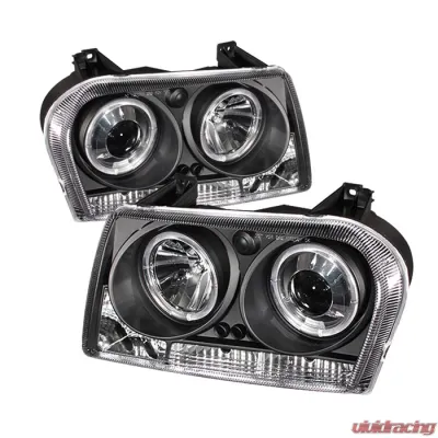 Spyder Auto Halo LED Black Projector Headlights for Chrysler 300 2005-2009 - PRO-YD-C305-HL-BK