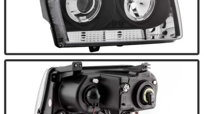 Spyder Auto Halo LED Black Projector Headlights for Chrysler 300 2005-2009                                     - PRO-YD-C305-HL-BK - Image 2