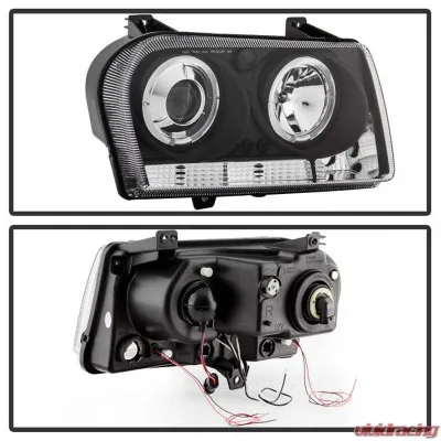 Spyder Auto Halo LED Black Projector Headlights for Chrysler 300 2005-2009 - PRO-YD-C305-HL-BK