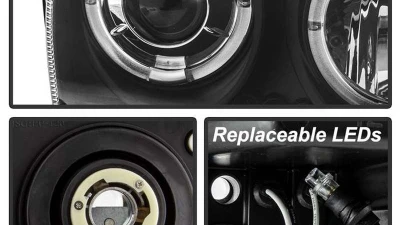 Spyder Auto Halo LED Black Projector Headlights for Chrysler 300 2005-2009                                     - PRO-YD-C305-HL-BK - Image 3