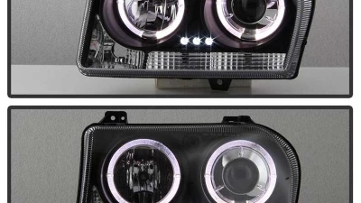Spyder Auto Halo LED Black Projector Headlights for Chrysler 300 2005-2009                                     - PRO-YD-C305-HL-BK - Image 8
