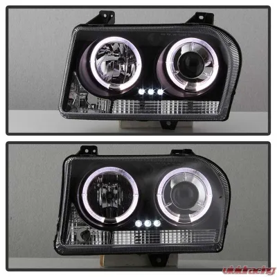 Spyder Auto Halo LED Black Projector Headlights for Chrysler 300 2005-2009 - PRO-YD-C305-HL-BK