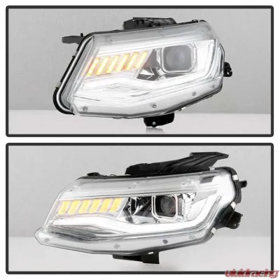 Spyder Auto Signature Halogen Projector Headlights Chrome for 2016-2020 Chevrolet Camaro - PRO-YD-CCAM16HALSI-SEQ-C