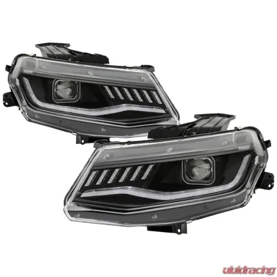 Spyder Auto Signature HID Projector Headlights Black for 2016-2020 Chevrolet Camaro - PRO-YD-CCAM16HIDSI-SEQ-BK
